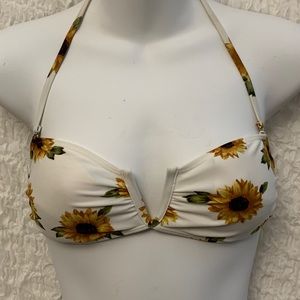 White bandeau bikini top with sunflowers - small